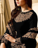 Indian Embroidered Black Chiffon Maxi Dress (DZ11395)