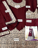 Indian Embroidered Maroon Chiffon Maxi Dress (DZ11478)