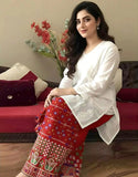 2-Piece Embroidered Cotton Lawn Dress with Red Phulkari Embroidered Trouser (DZ12763)
