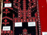 Traditional Design Mirror Work Embroidered Cotton Dress with Chiffon Dupatta (DZ13285)