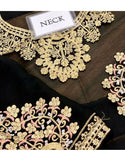 Embroidered Black Chiffon Party Wear Dress with Organza Dupatta (DZ14563)
