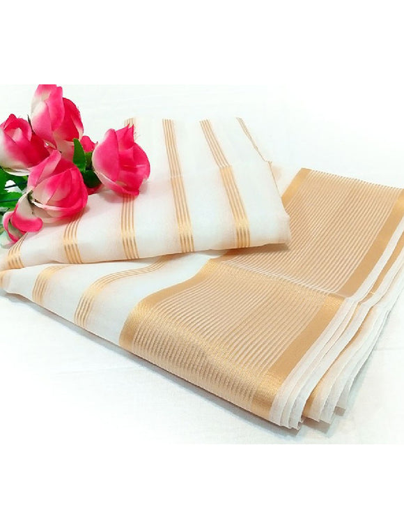 Lining Printed Organza Dupatta - White (DZ14994)