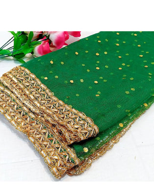 Gota Lace Net Dupatta - Green (DZ15000)