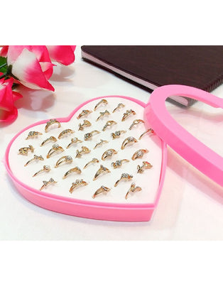 36 Pcs Mid Finger Rings with Heart Shape Gift Packing (DZ15060)