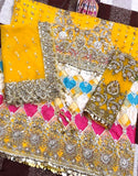 Mirror & Handwork Heavy Embroidered Net Bridal Lehenga Dress 2024 (DZ15167)