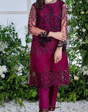 2-Piece Embroidered Fancy Net Party Wear Dress (DZ15195)