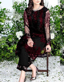 2-Piece Embroidered Fancy Net Party Wear Dress (DZ15259)