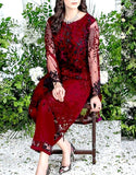 2-Piece Embroidered Fancy Net Party Wear Dress (DZ15261)