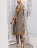 Embroidered Organza Party Wear Dress with Embroidered Net Dupatta (DZ15281)