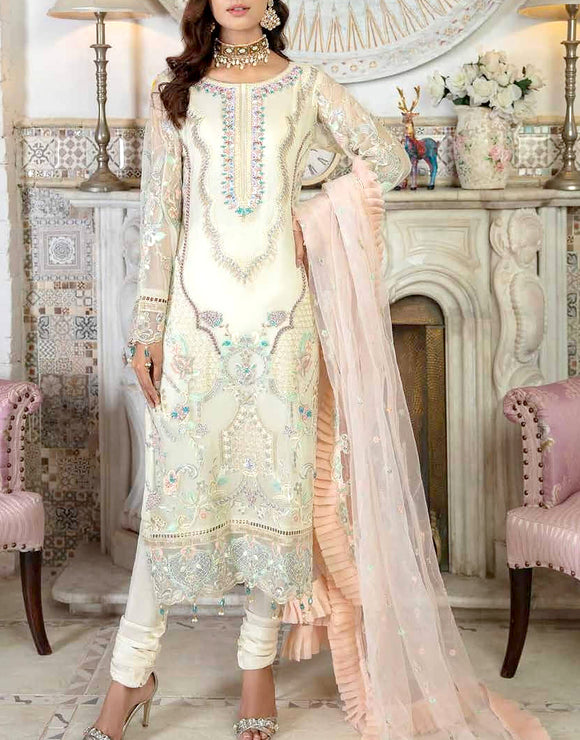 Heavy Embroidered Organza Formal Wedding Dress (DZ15310)