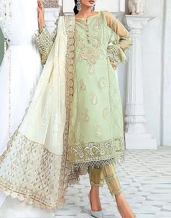Embroidered Organza Party Wear Dress (DZ15311)