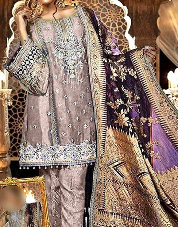 Handwork Embroidered Net Wedding Dress  with Luxury Embroidered Shawl (DZ15503)