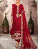 Luxury Heavy Embroidered Red Chiffon Wedding Dress (DZ15506)