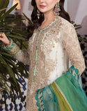 Embroidered Chiffon White Wedding Dress with Organza Dupatta (DZ15513)