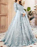 Luxurious 3D Handwork & Embroidered Net Bridal Maxi Dress (DZ15524)