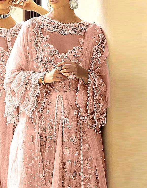3D & Handwork Heavy Embroidered Organza Wedding Dress (DZ15555)