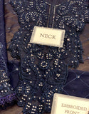 Fancy Navy Blue Embroidered Chiffon Wedding Dress (DZ15572)