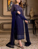 Fancy Navy Blue Embroidered Chiffon Wedding Dress (DZ15572)