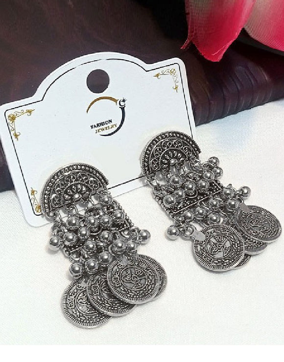 Elegant Silver Coins Shape Fashion Earrings (DZ15623)