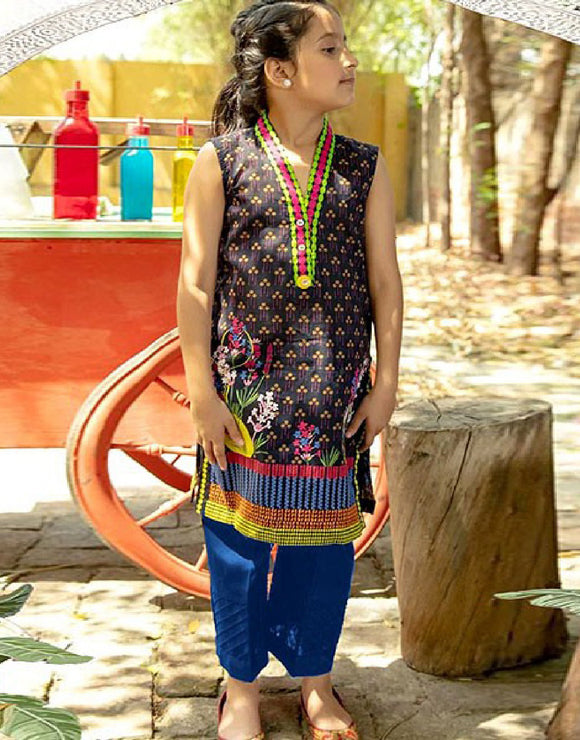 Digital Print 2-Piece Lawn Suit for Girls (DZ15748)