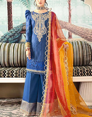 Heavy Embroidered Lawn Dress with Organza Dupatta (DZ15757)