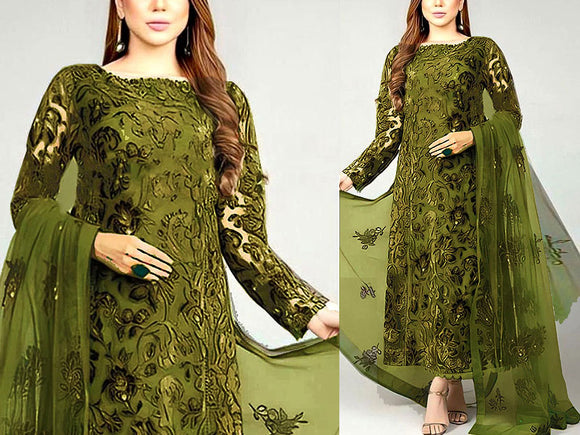 Luxury Embroidered Lawn Dress 2024 with Bamber Chiffon Dupatta (DZ15770)