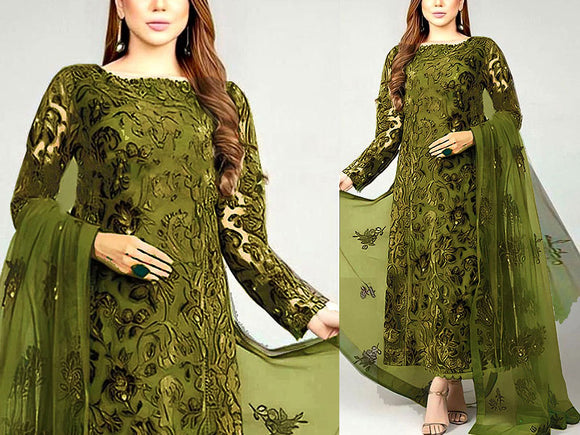 Luxury Embroidered Lawn Dress 2023 with Bamber Chiffon Dupatta (DZ15770)