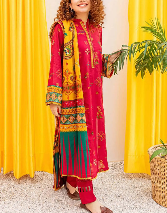Embroidered Lawn Dress with Organza Dupatta (DZ15791)