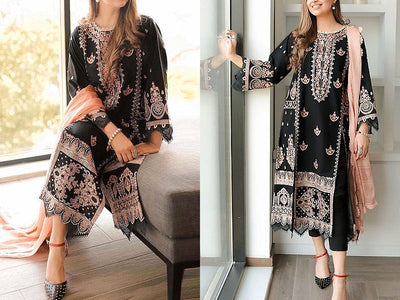 Heavy Embroidered Lawn Suit 2024 with Bamber Chiffon Dupatta (DZ15872)