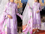 Luxury Schiffli Embroidered Lawn Dress with Digital Print Silk Dupatta (DZ15930)