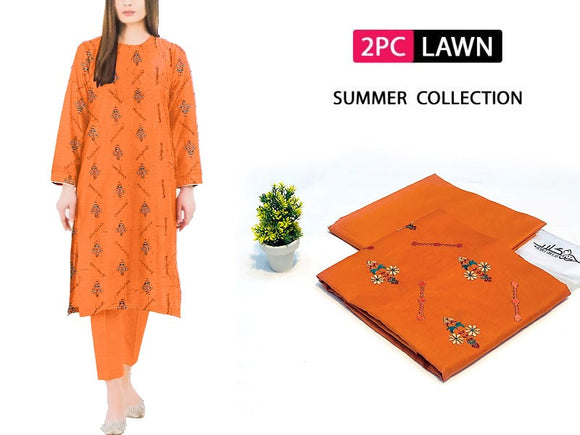 Elegant 2-Piece Embroidered Lawn Suit 2024 (DZ15938)