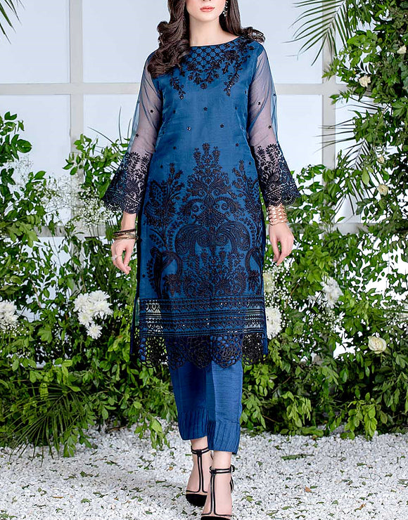 2-Piece Embroidered Fancy Organza Party Wear Dress (DZ15944)
