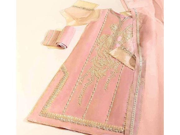 Handwork Heavy Embroidered Organza Wedding Dress 2023 (DZ15946)