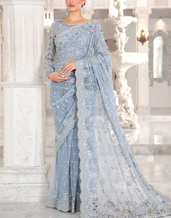 Gown made from net saree clearance