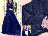 Handwork Heavy Embroidered Navy Blue Net Bridal Maxi Dress 2023 (DZ15951)