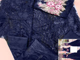 Handwork Heavy Embroidered Navy Blue Net Bridal Maxi Dress 2023 (DZ15951)