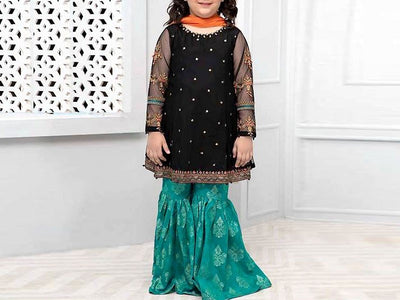 Embroidered Black Net Wedding Dress for Kids (DZ15952)