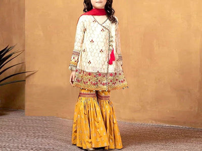 Embroidered Kids Chiffon Wedding Dress with Inner (DZ15953)