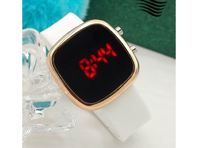 LED Touch Screen Rubber Strap Watch for Kids - White (DZ16015)