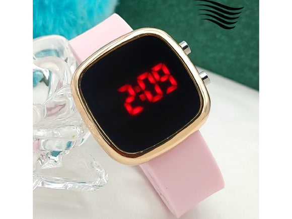 LED Touch Screen Rubber Strap Watch for Kids - Pink (DZ16016)