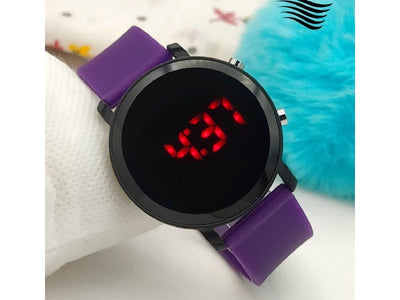 LED Touch Screen Rubber Strap Watch for Kids - Purple (DZ16017)