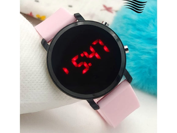 LED Touch Screen Rubber Strap Watch for Kids - Pink (DZ16021)