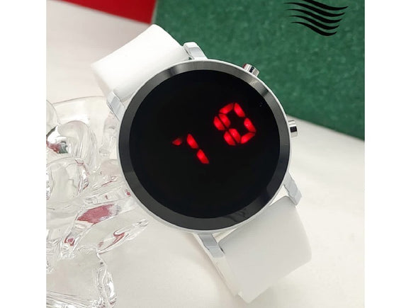 LED Touch Screen Rubber Strap Watch for Kids - White (DZ16022)
