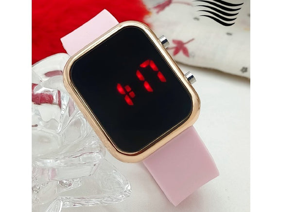 LED Touch Screen Rubber Strap Watch for Kids - Pink (DZ16023)