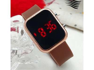 LED Touch Screen Rubber Strap Watch for Kids - Brown (DZ16026)