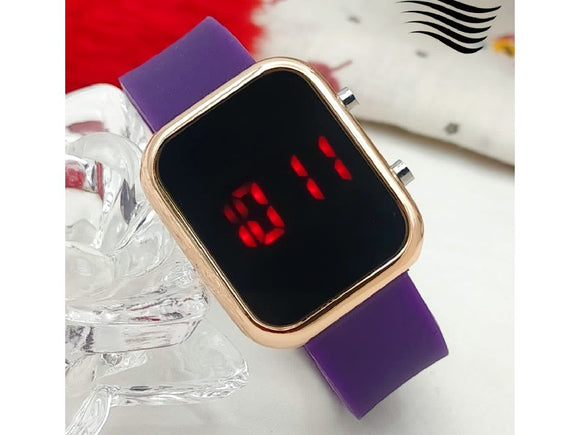 LED Touch Screen Rubber Strap Watch for Kids - Purple (DZ16027)