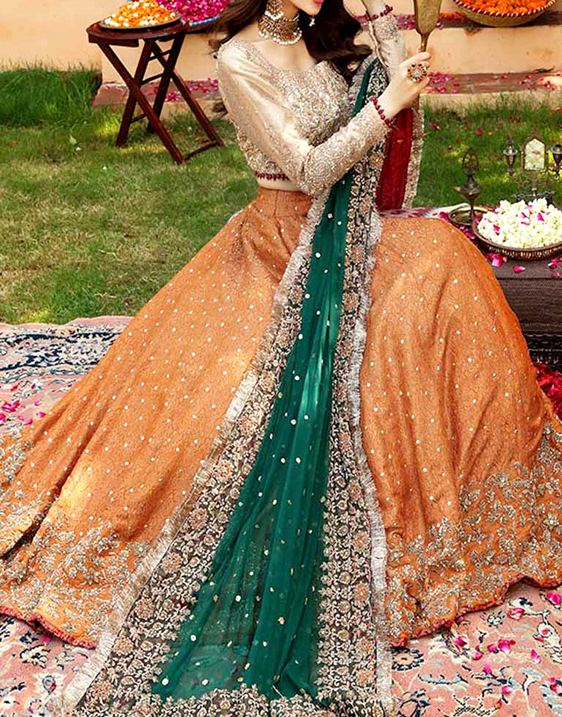 Luxury Handwork Heavy Embroidered Net Bridal Maxi Dress 2024 (DZ16061) –  DressyZone.com