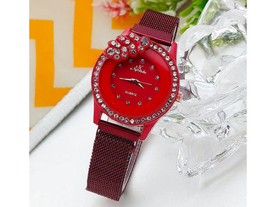 Noble Leaf Magnet Chain Fashion Watch for Ladies - Red (DZ16064)