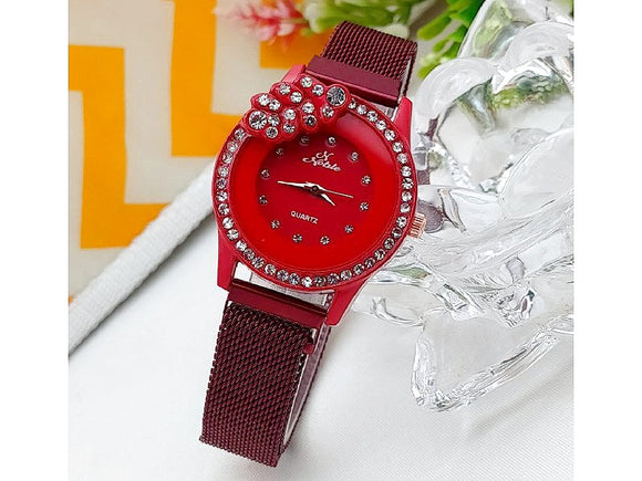 Noble Leaf Magnet Chain Fashion Watch for Ladies - Red (DZ16064)