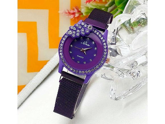 Noble Leaf Magnet Chain Fashion Watch for Ladies - Purple (DZ16065)